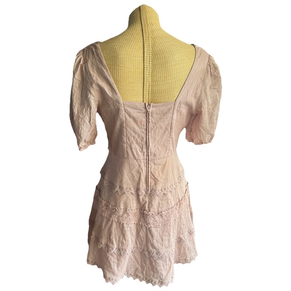 City Studio 100% Cotton Mini Dress- Mauve Light Rose Pink- Crochet Trim- Sz 10 - Picture 4 of 7